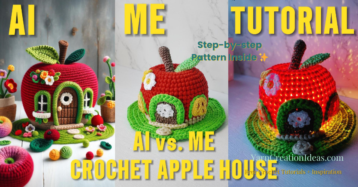 Learn how to crochet a cute and cozy apple house with this free crochet pattern and video tutorial. Perfect for fall decor, gifts, or fairy garden themes!