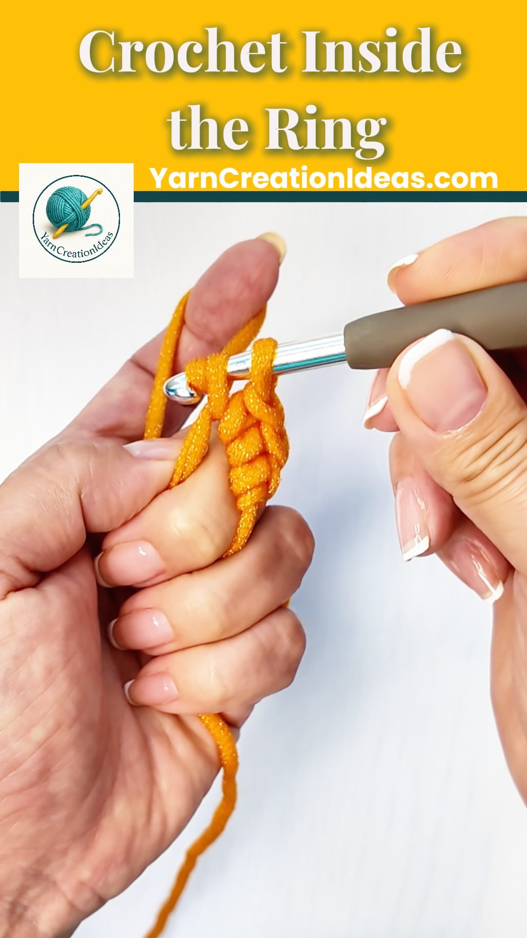 Several single crochet stitches worked into the magic ring.