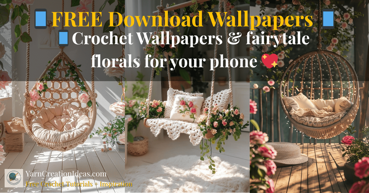 Crochet swing wallpaper preview – cozy handmade textures and fairytale floral designs for your phone